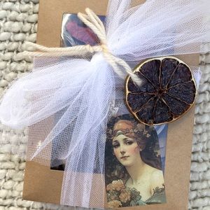 Vintage Handmade Wrapped Gift of Organic Honey Citrus Ornaments and Vintage